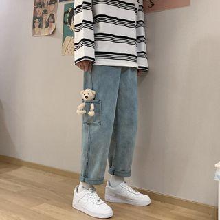 High-waist Bear Straight Cut Jeans