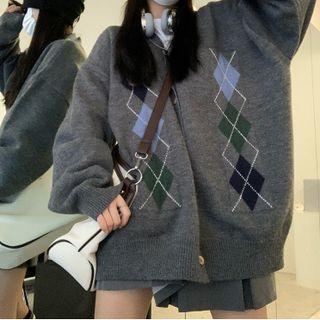 Bear Embroidered Loose-fit Cardigan