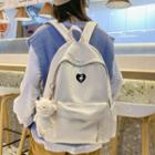 Heart Embroidery Nylon Backpack / Charm / Set