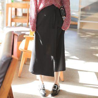 Flap-front Wide-leg Pants