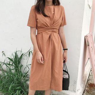 Braided Tie-waist Midi Dress