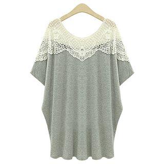 Short-sleeve Lace Panel Tunic