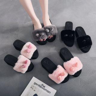 Fluffy Rabbit Slide Sandals