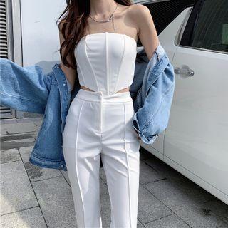 3d Tube Top / High-waist Flare Pants
