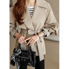 Pleated-sleeve Trench Jacket With Belt