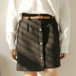 Asymmetric Buttoned Pencil Skirt