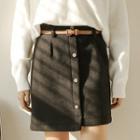 Asymmetric Buttoned Pencil Skirt