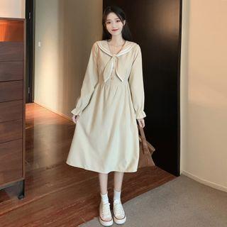 Sailor-collar Ruffled Dress