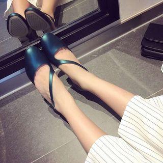 Low-heel Strap Shimmer Sandals