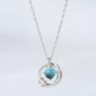 925 Sterling Silver Rhinestone Planet Pendant Necklace