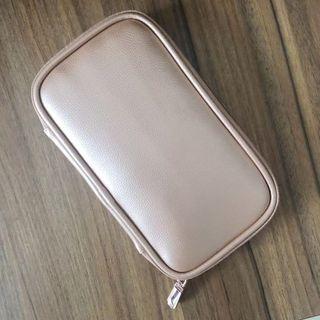 Plain Faux Leather Makeup Pouch Nude Pink - One Size