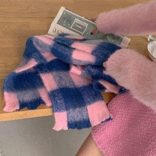Plaid Fluffy Muffler Scarf