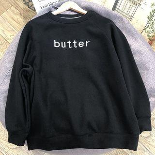 Plain Letter-embroidered Sweatshirt