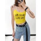 Spaghetti-strap Printed Crop Top