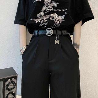 Butterfly Buckled Lettering Faux-leather Belt