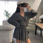 Set: Hooded Long-sleeve T-shirt + Drawstring Skort