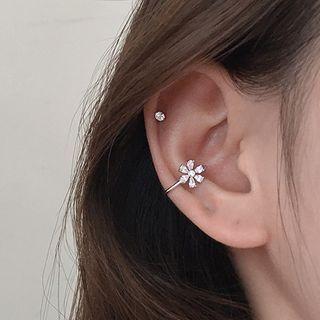 Floral Rhinestone Clip-on Earring