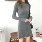 Plain Slim-fit Long-sleeve Dress