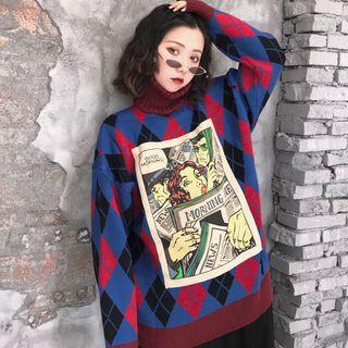 Printed Applique Sweater