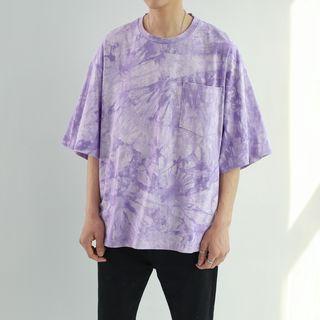 Elbow-sleeve Tie Dye Pocket T-shirt
