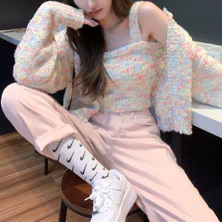 Melange Tube Top / Cardigan / Cropped Sweater