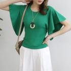 Short Flare-sleeve Knit Top