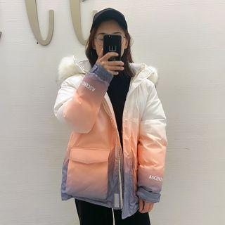 Gradient Padded Hooded Zip-up Jacket