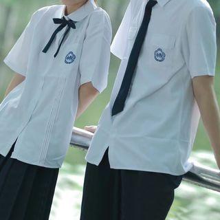 Couple Matching Short-sleeve Embroidered Shirt / Bow Tie / Neck Tie / A-line Skirt / Pants / Set