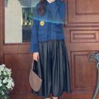 Buttoned Blazer / Pleated Midi Skirt / Set