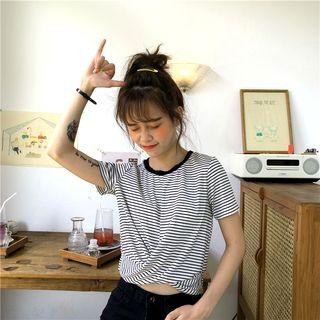 Twisted Short-sleeve Stripe Top