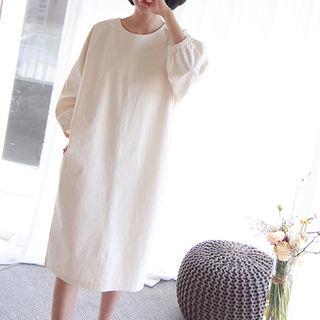 Round-neck Pocket-detail Cotton Dress