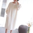 Round-neck Pocket-detail Cotton Dress