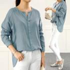 Open-placket Dip-back Top