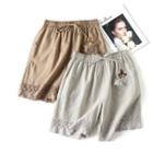 Floral Embroidered Lace Trim Shorts