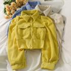 Puff-sleeve Fleece Crop Shirt