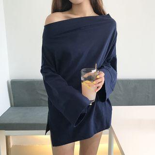 Off Shoulder Plain T-shirt Dress