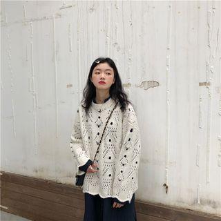 Pointelle Sweater White - One Size