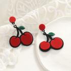 Cherry Acrylic Dangle Earring 1 Pair - Black & Red - One Size