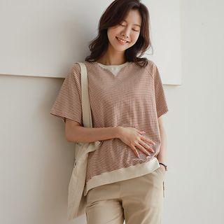 Raglan Slit-side Stripe T-shirt