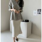 Long-sleeve Stripe Shirt Gray - One Size