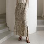 Leopard Silky Maxi Flare Skirt