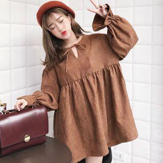 Plain Tie Neck Long Sleeve Tunic