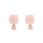 Fashion Simple Plated Gold Geometric Pink Cubic Zirconia Stud Earrings Golden - One Size