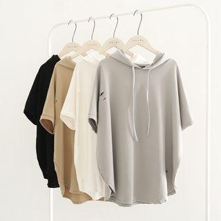 Distressed Short-sleeve Hooded T-shirt