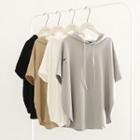 Distressed Short-sleeve Hooded T-shirt