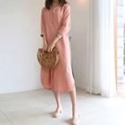 Slit-hem Long Shirtdress