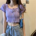 High-waist Short-sleeve Top