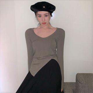 Scoop Neck Split Plain Top