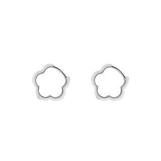925 Sterling Silver Flower Earring 1 Pair - White Gold - One Size