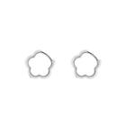 925 Sterling Silver Flower Earring 1 Pair - White Gold - One Size
